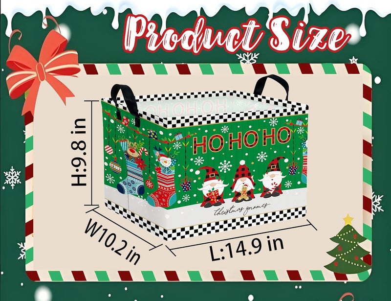BOOHIT Large Christmas Gifts Empty Baskets Kids Collapsible Holiday Storage Bin with Handle (Socks Gnome) - Image 2